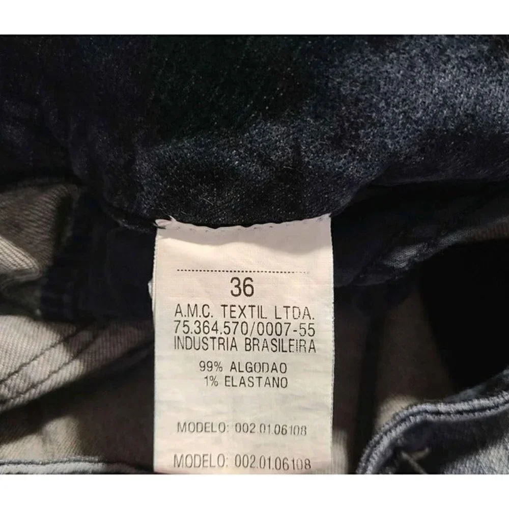 Colcci PM Womens Stretch Dark Distressed Wide Waistband Straight Leg Size 36